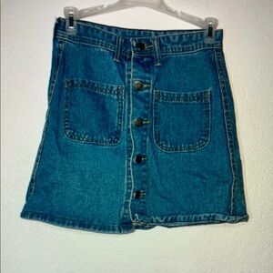 Blue Denim Button-Front Skirt